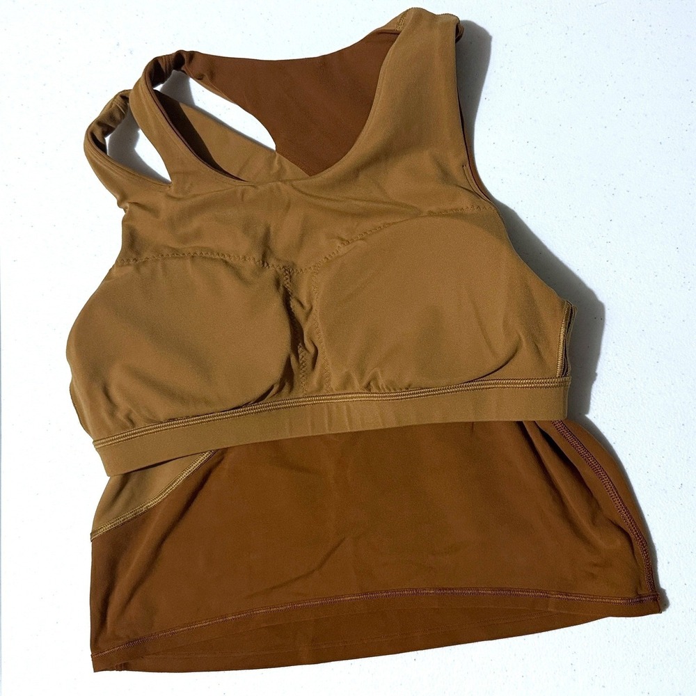 Lululemon Nulu Asymmetrical Yoga Tank Top Womens Size 8 Copper Brown W1CZ7S - Picture 10 of 10